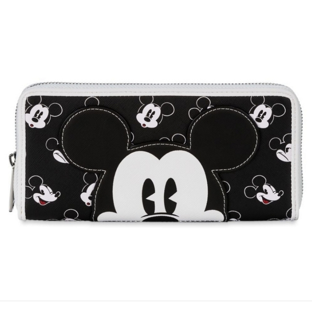 NWT Lounfefly Disney Parks Mickie Mouse zip around Long Wallet 🖤🤍🖤🤍